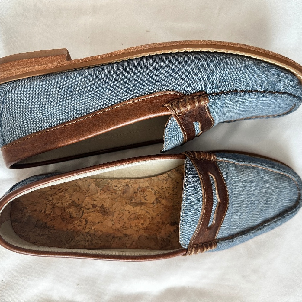 G.H. Bass & Co. Denim Blue and Brown Penny Loafers